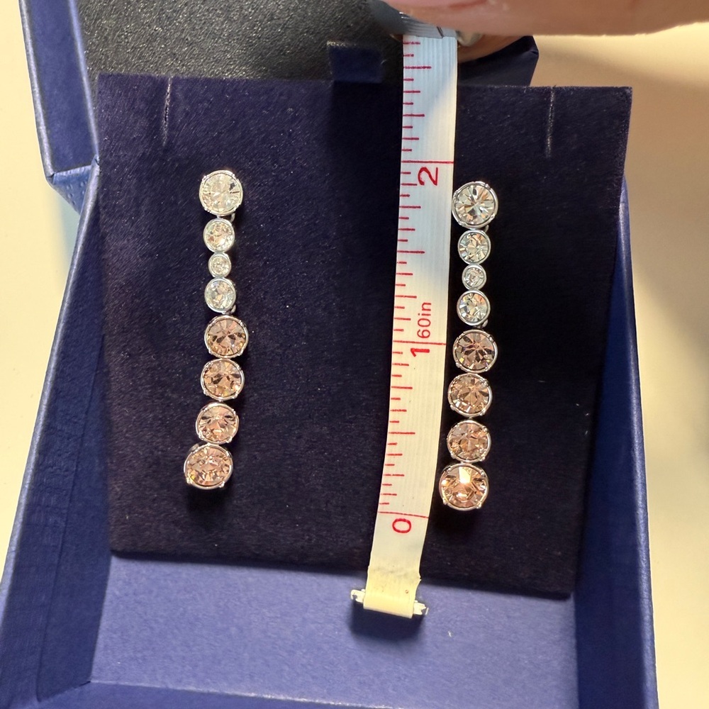 Swarovski Silver and blush pink Drop Earrings - Picture 3 of 4